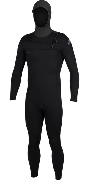 2026 O'Neill Mens Epic 6/4mm Chest Zip Hooded Wetsuit 5649 - Black / Black / Black